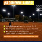 Canchas de tenis: ya comenzó la obra de iluminación